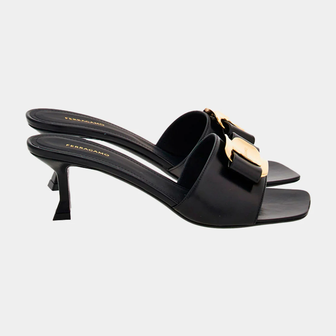 Sandalia Dama Gancini Zelie New Vara Negro S.F.