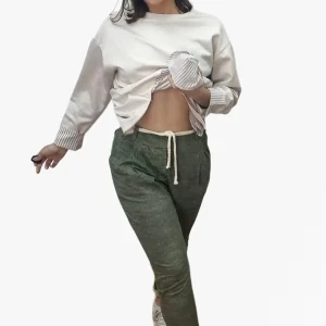 Pantalon Cinturon Anudado Verde