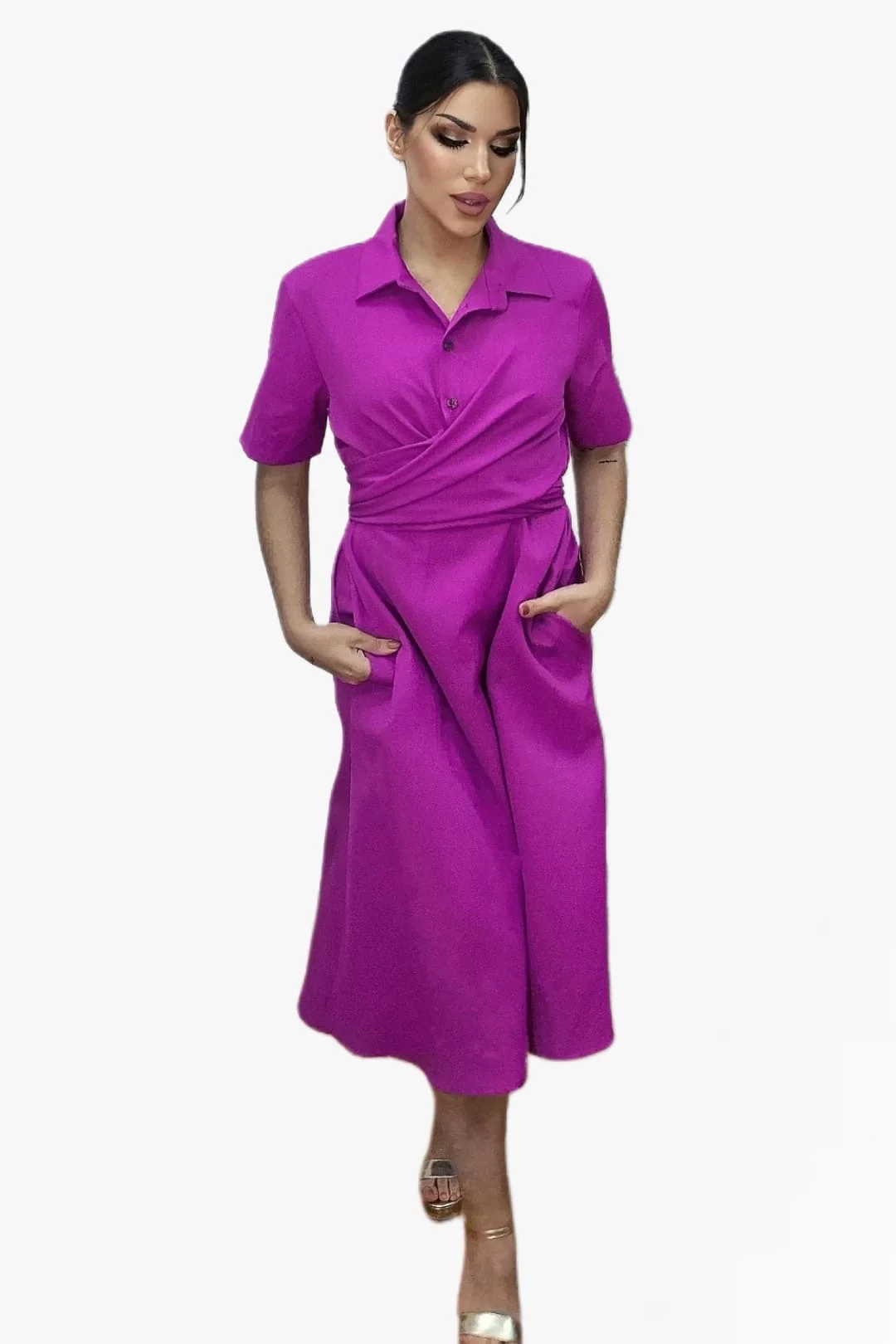 Vestido Escote Cruzado Malva - Imagen 6