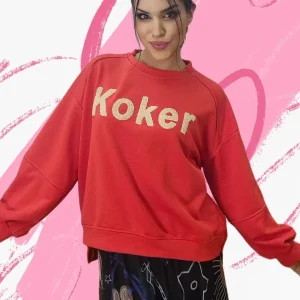 Sudadera Koker Letras Naranja