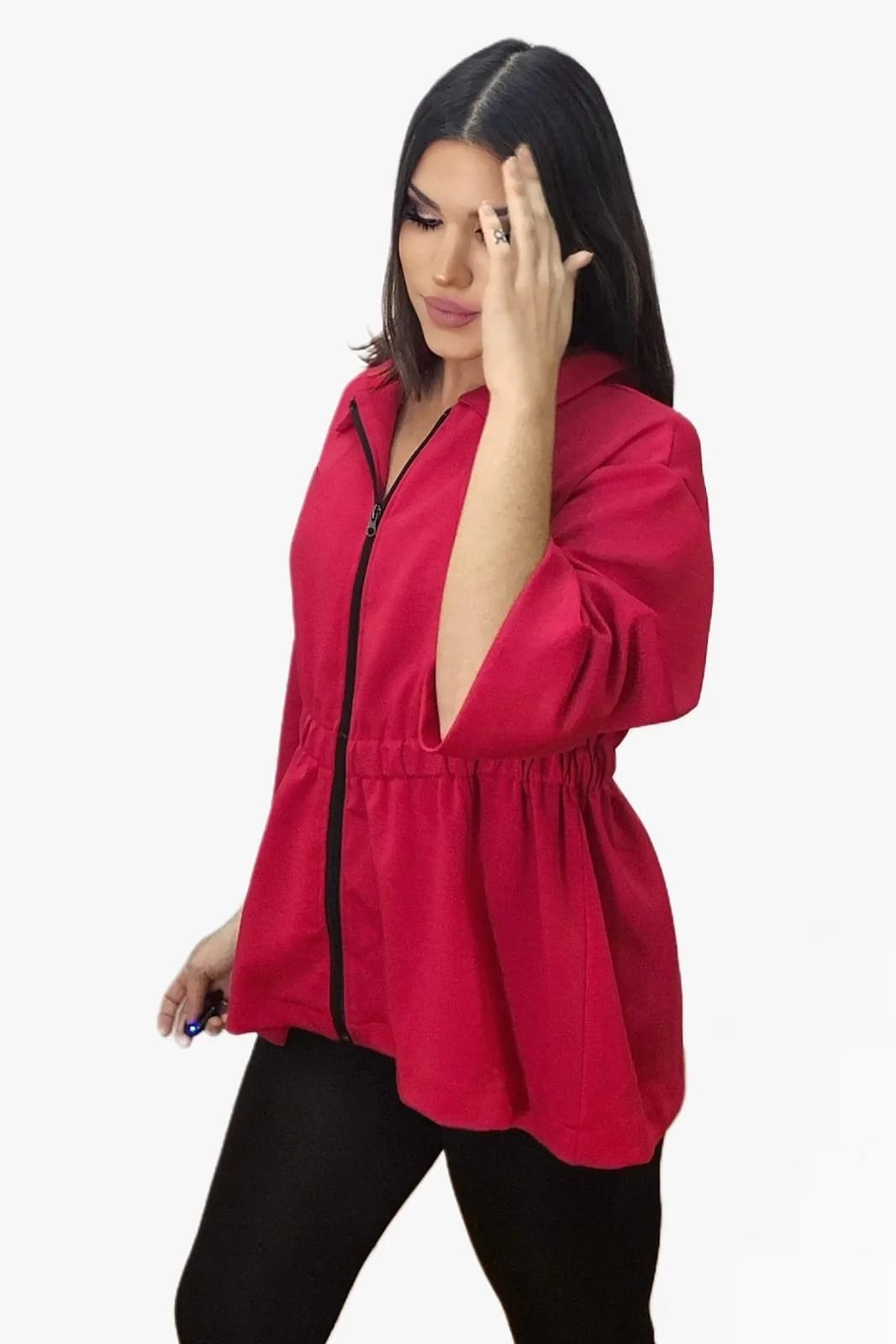 Chaqueta Punto Cremalleras Roja - Imagen 4