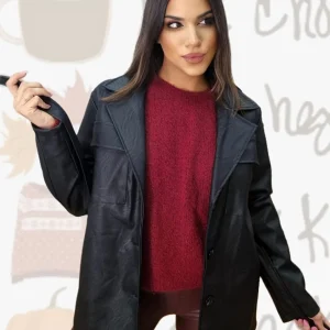 Chaqueta Polipiel Cinturón Negra