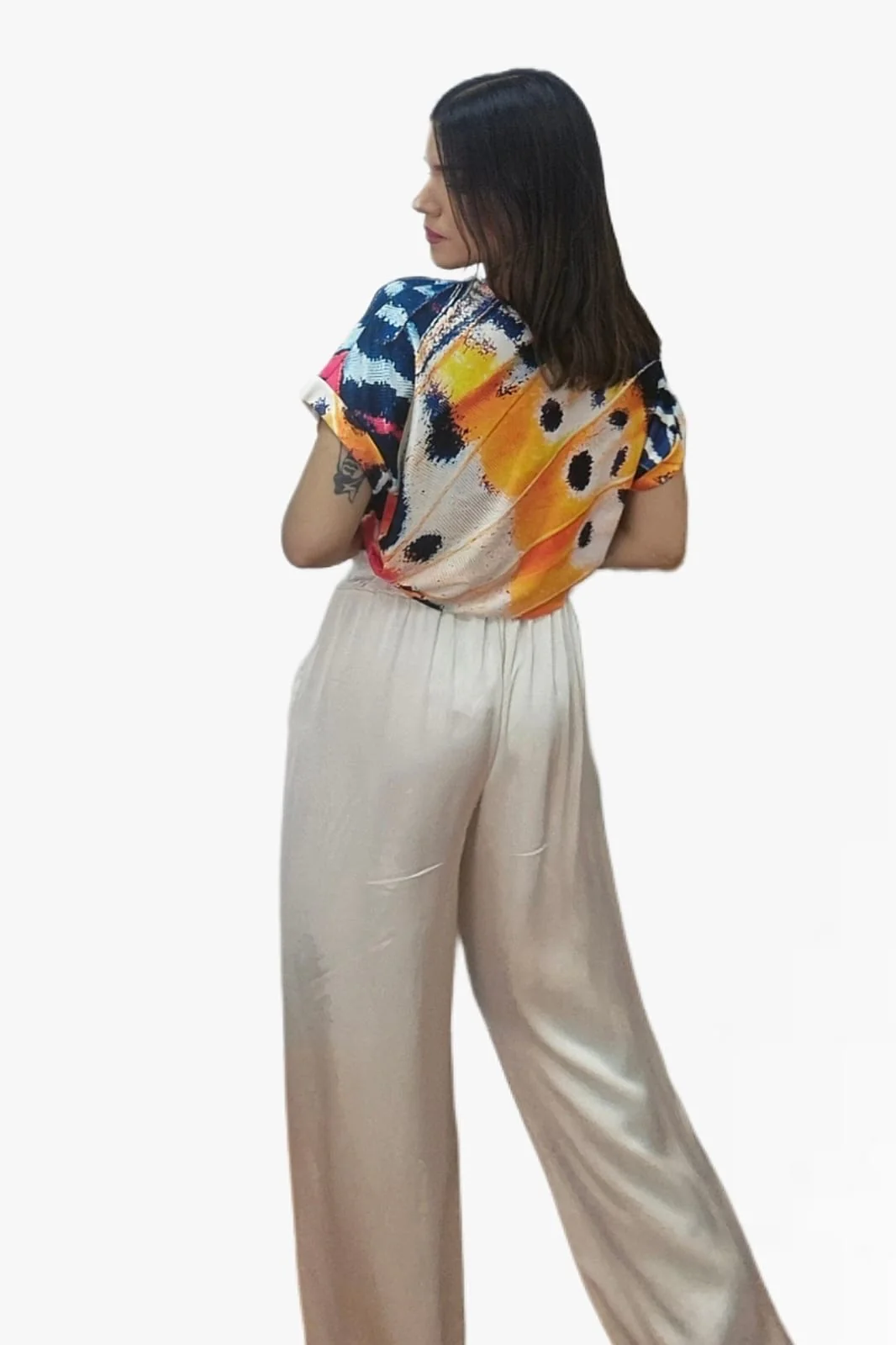 Pantalon Palazzo Cordon Beige - Imagen 3