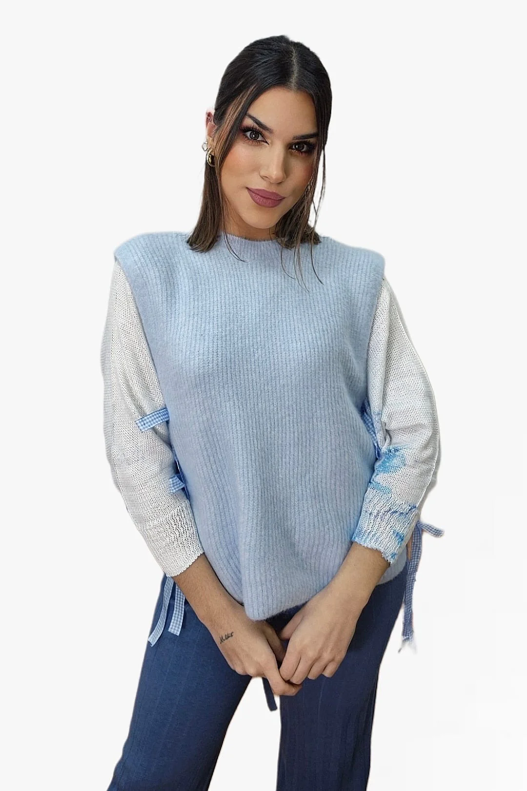 Camiseta Hombreras Lazo Lateral Azul - Imagen 3