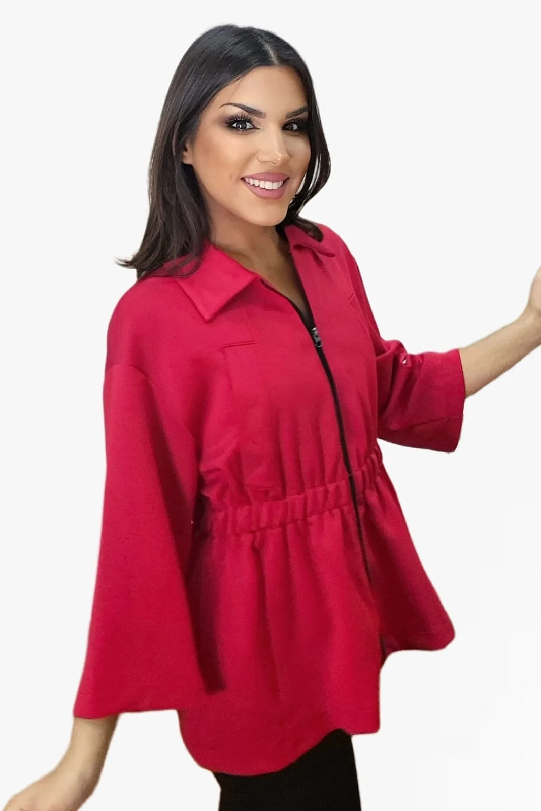 Chaqueta Punto Cremalleras Roja - Imagen 3