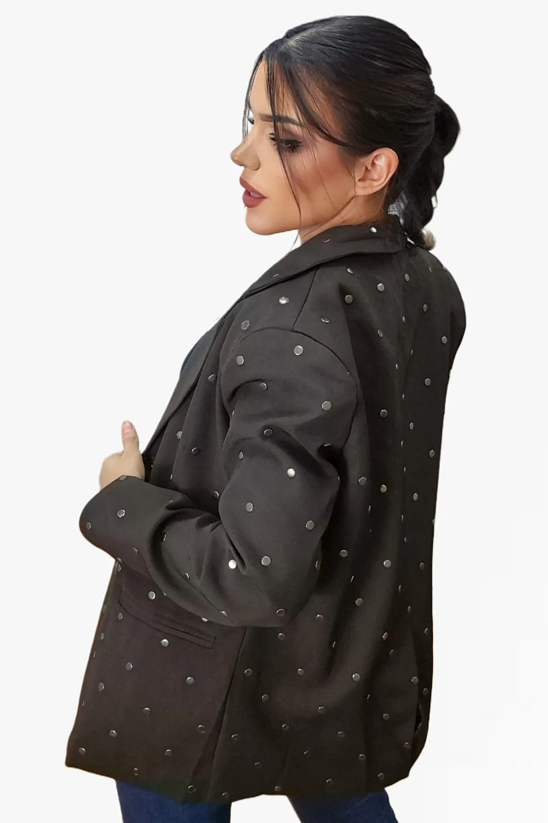 Blazer Solapas Tachuelas Marrón - Imagen 3