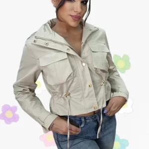 Chubasquero Corto Bolsillos Beige