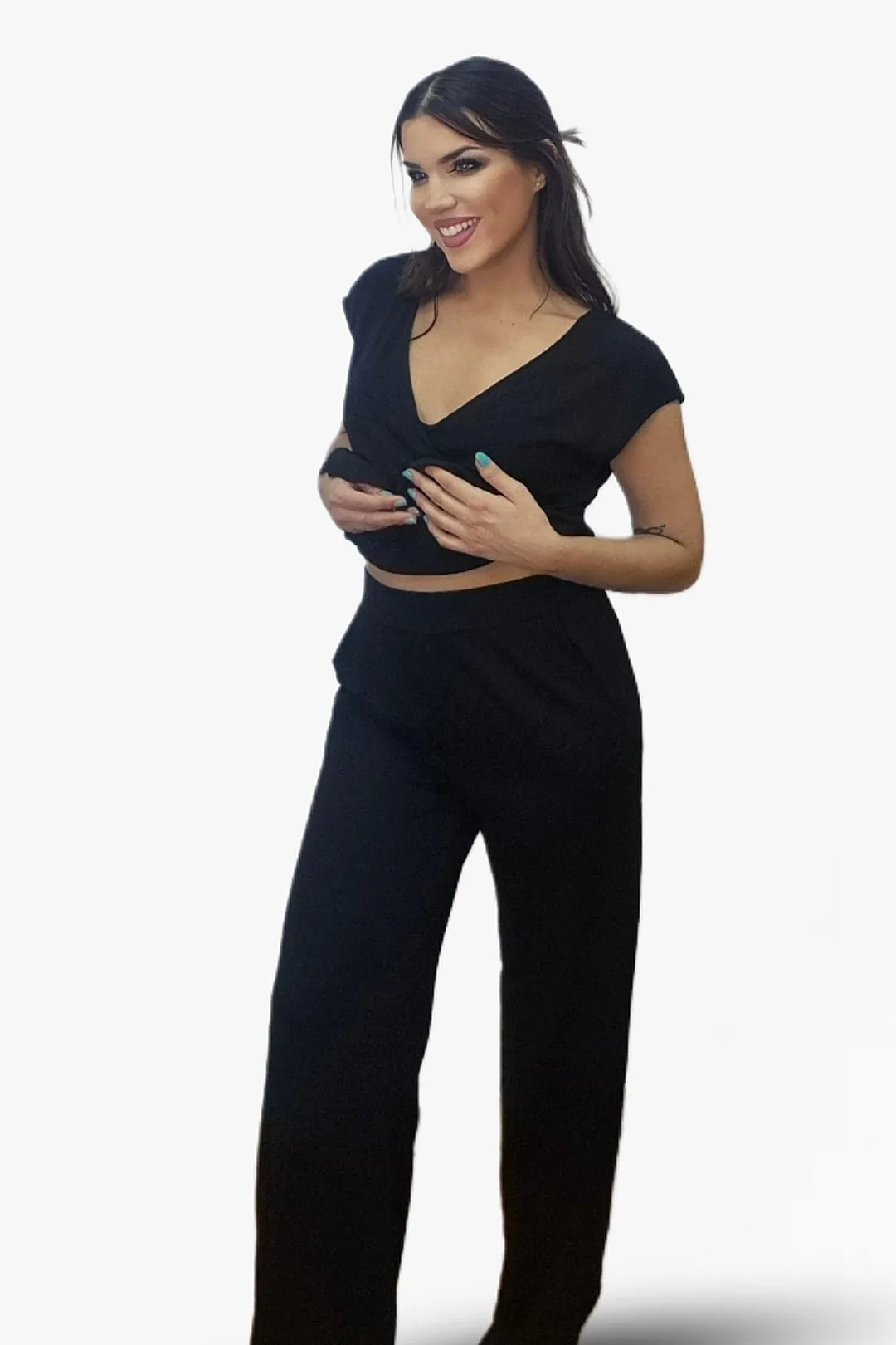 Pantalon Fluido Bolsillos Negro - Imagen 4