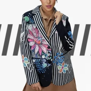 Blazer Corazon Rayada Negra