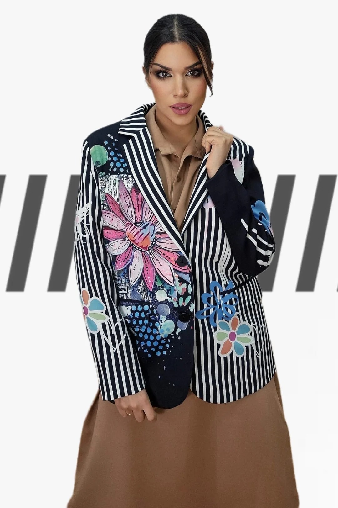 Blazer Corazon Rayada Negra