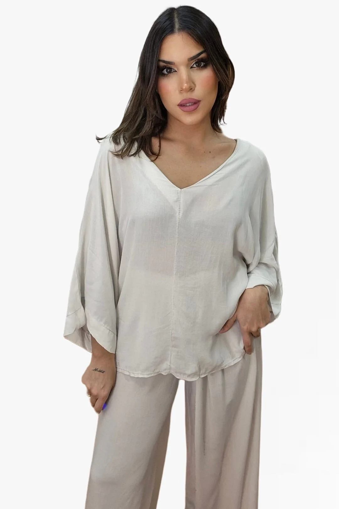 Bluson FLuido Oversize Beige - Imagen 4