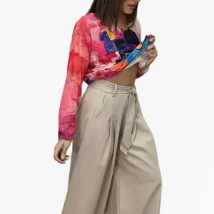 Pantalon cintura elastica Pinzas Beige