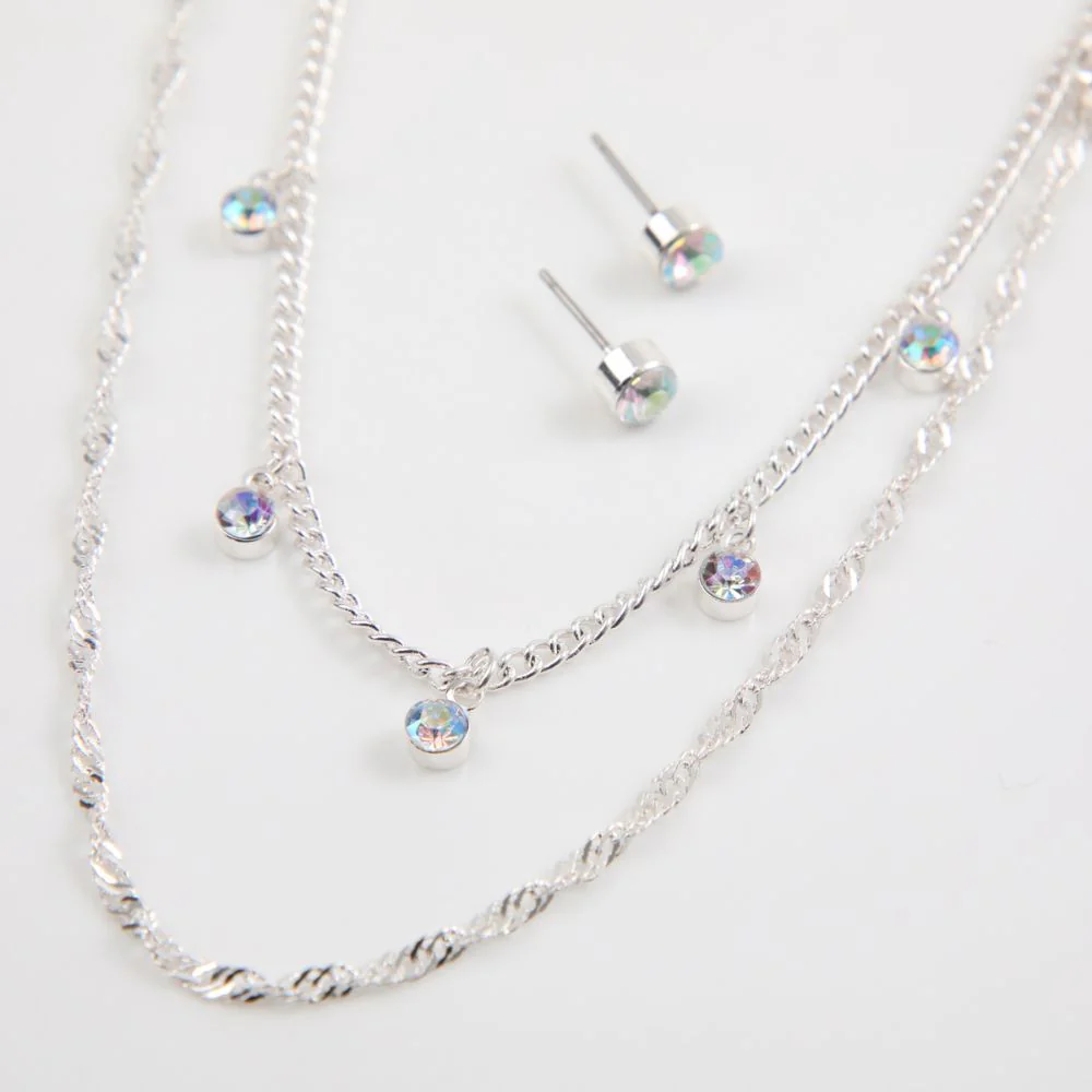 Set Collar Y Aros Eubea Plateado Tatienne