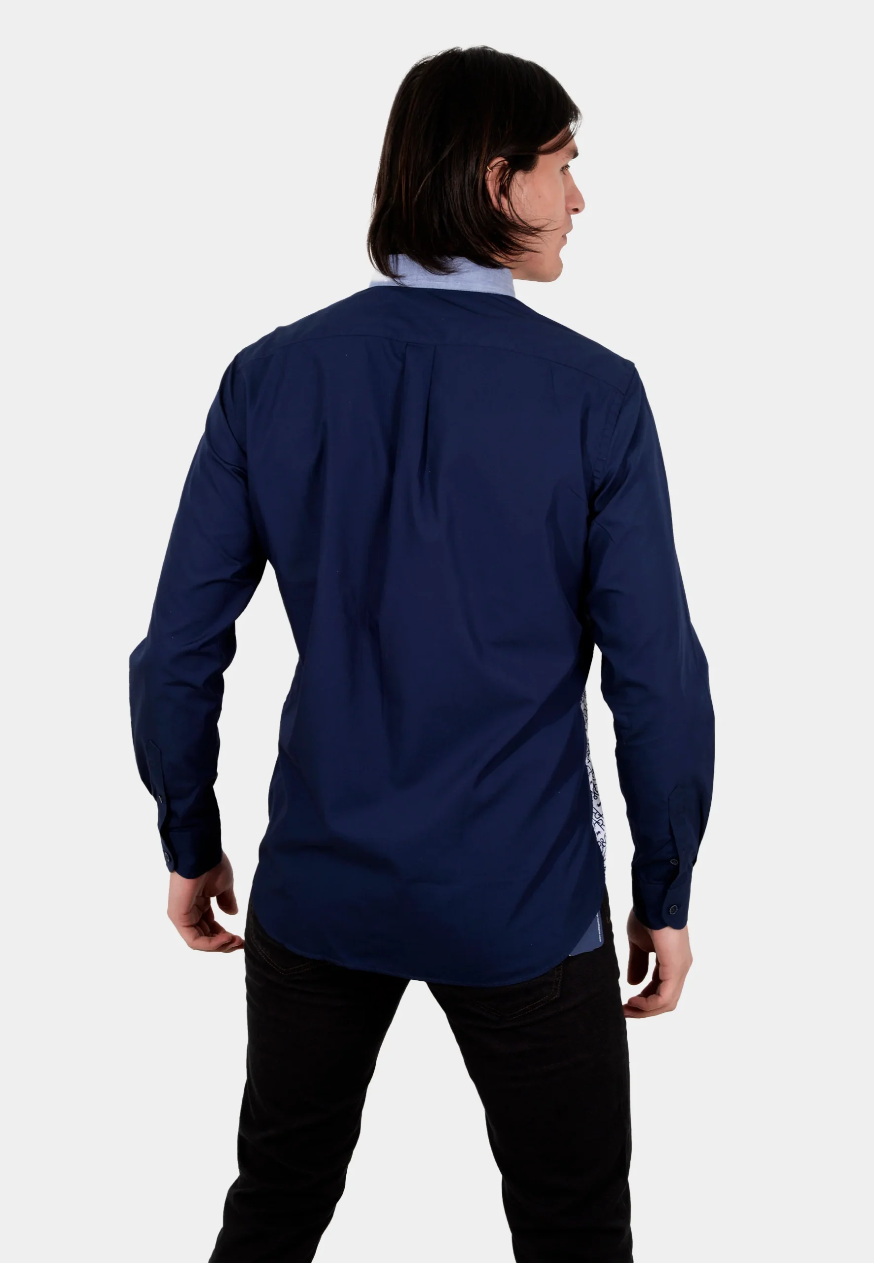 Camisa Estampada Frontal Azul Marino H&B - Imagen 3