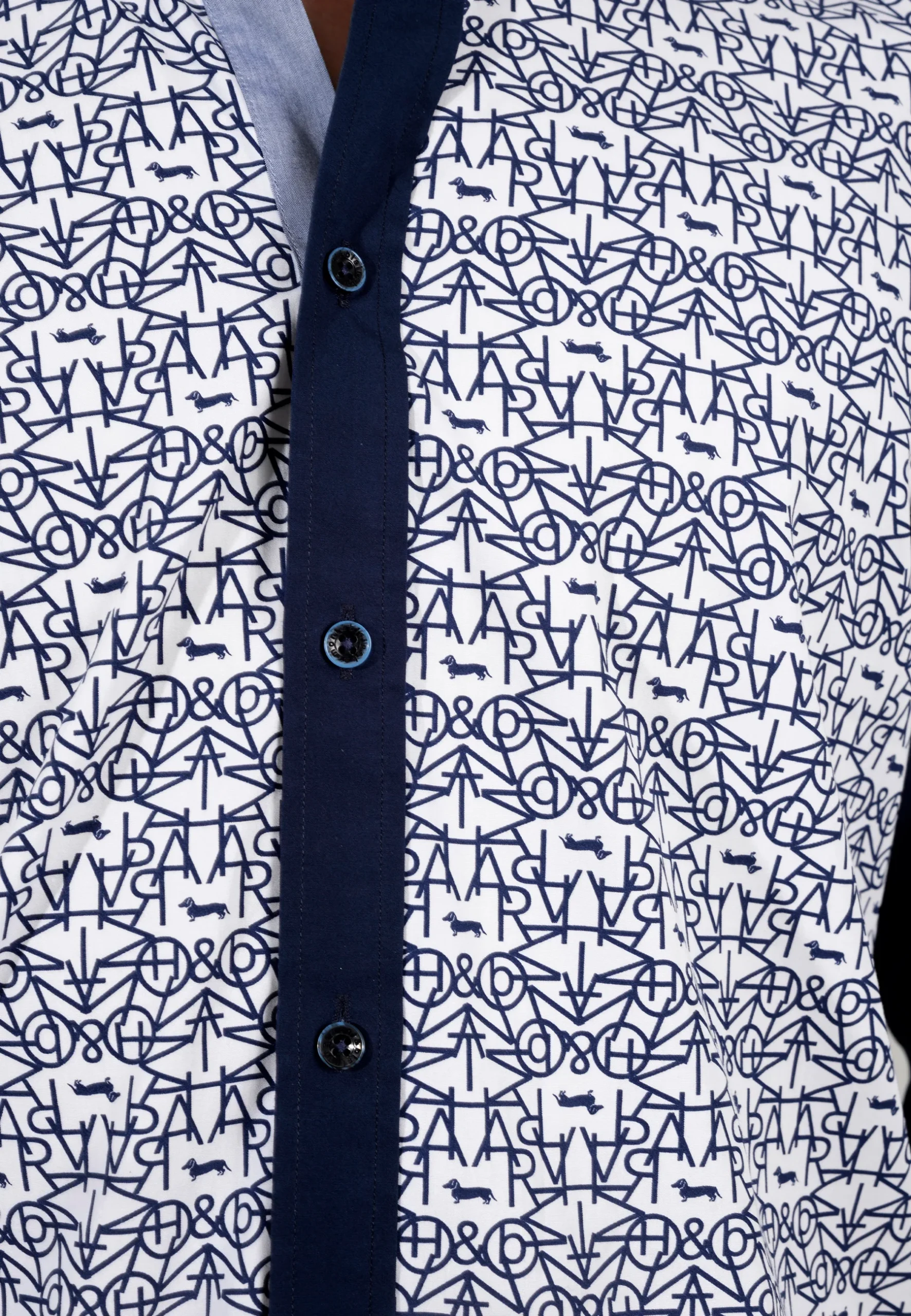 Camisa Estampada Frontal Azul Marino H&B - Imagen 4