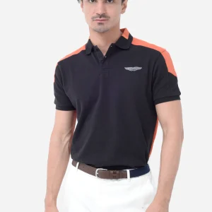Camiseta Polo Negra/Naranja