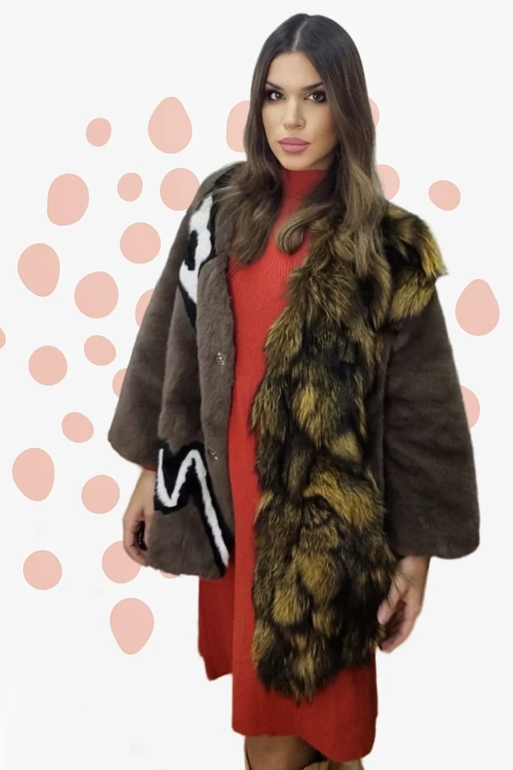 Abrigo Etnico Peluche Marr贸n - Imagen 3