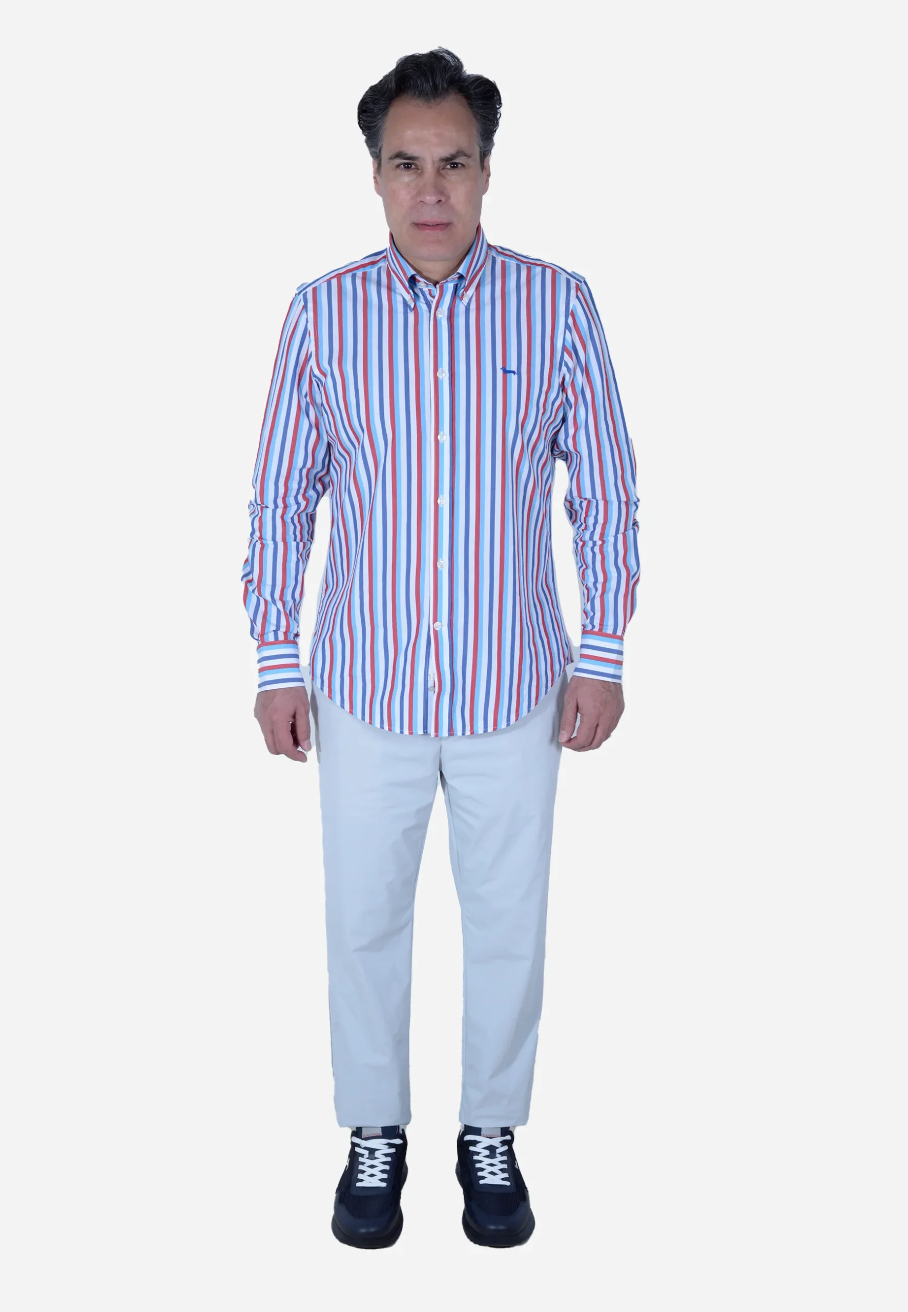 Camisa Hombre Rayas Azul/Rojo H&B - Imagen 3