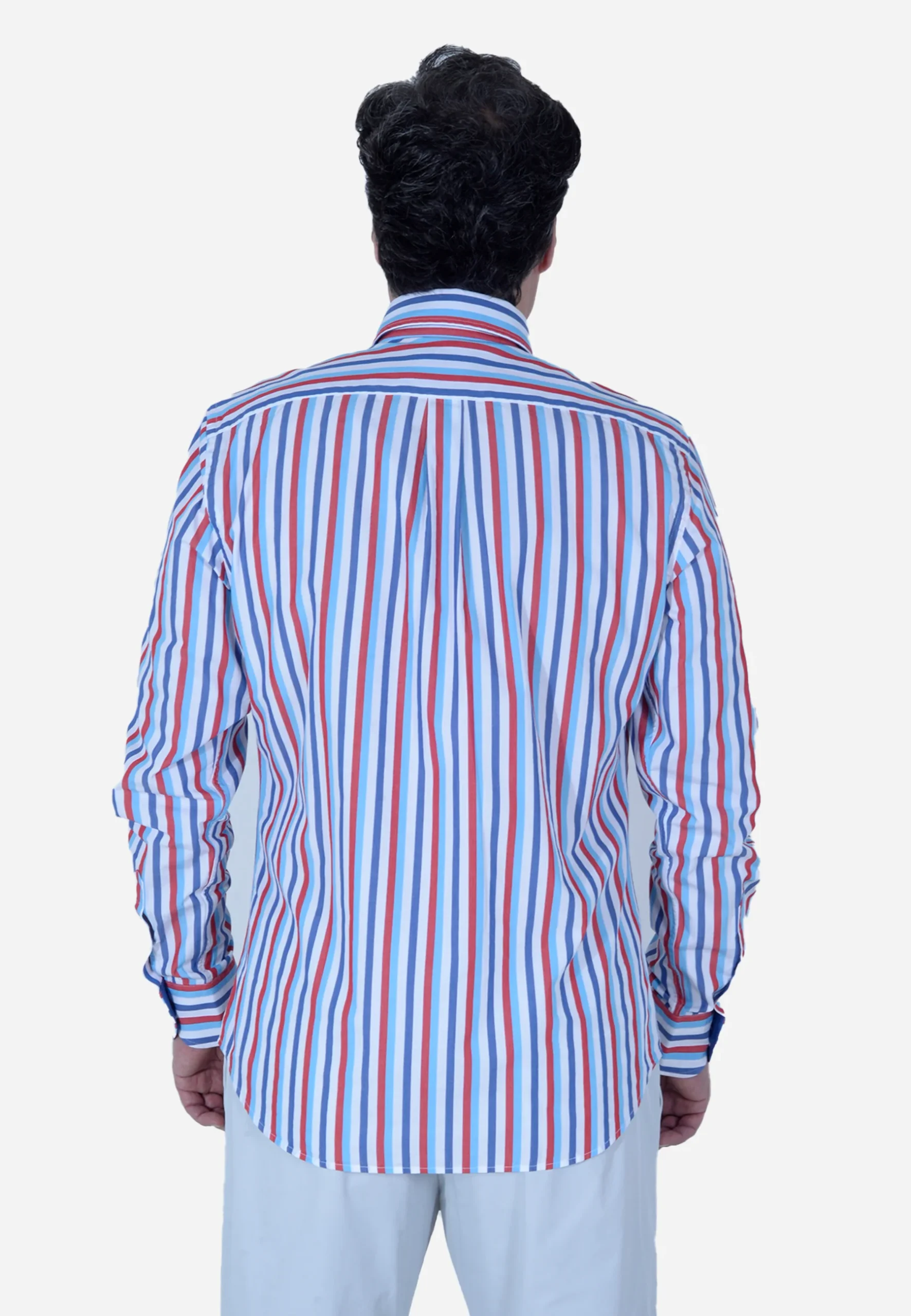 Camisa Hombre Rayas Azul/Rojo H&B - Imagen 4