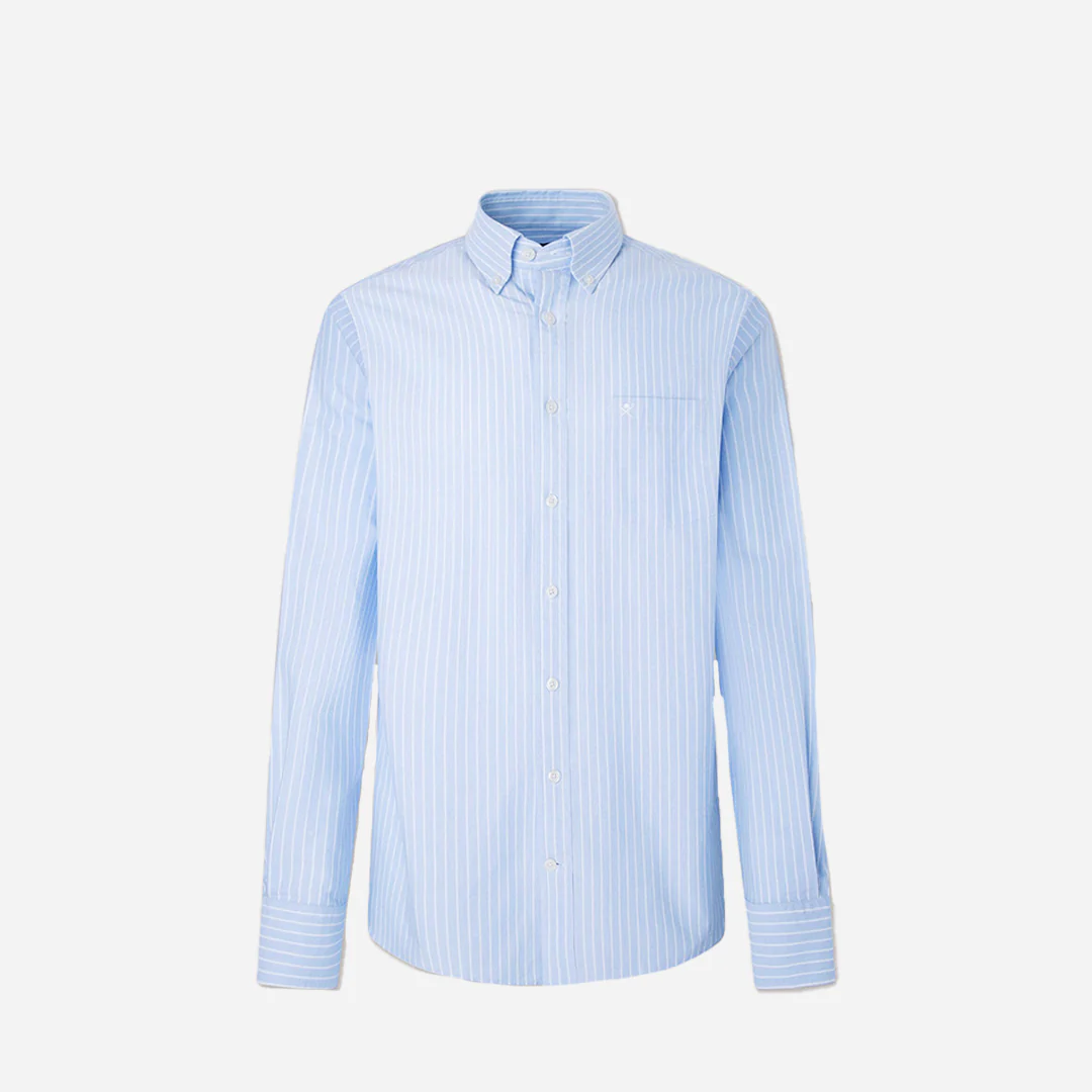 Camisa Rayas Verticales Azul H.L.