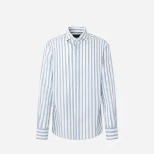 Camisa Blanca con Rayas Azules Anchas H.L.