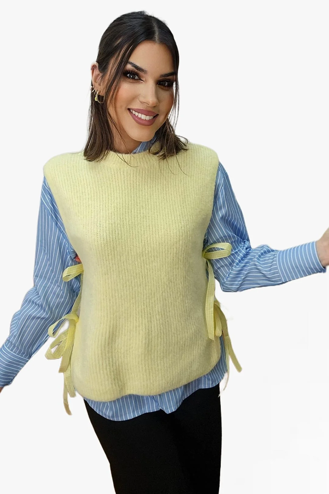 Camiseta Hombreras Lazo Lateral Amarilla - Imagen 6