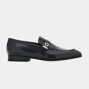 Zapato Mocasines Negro Gancini en Cuero Brillante S.F.