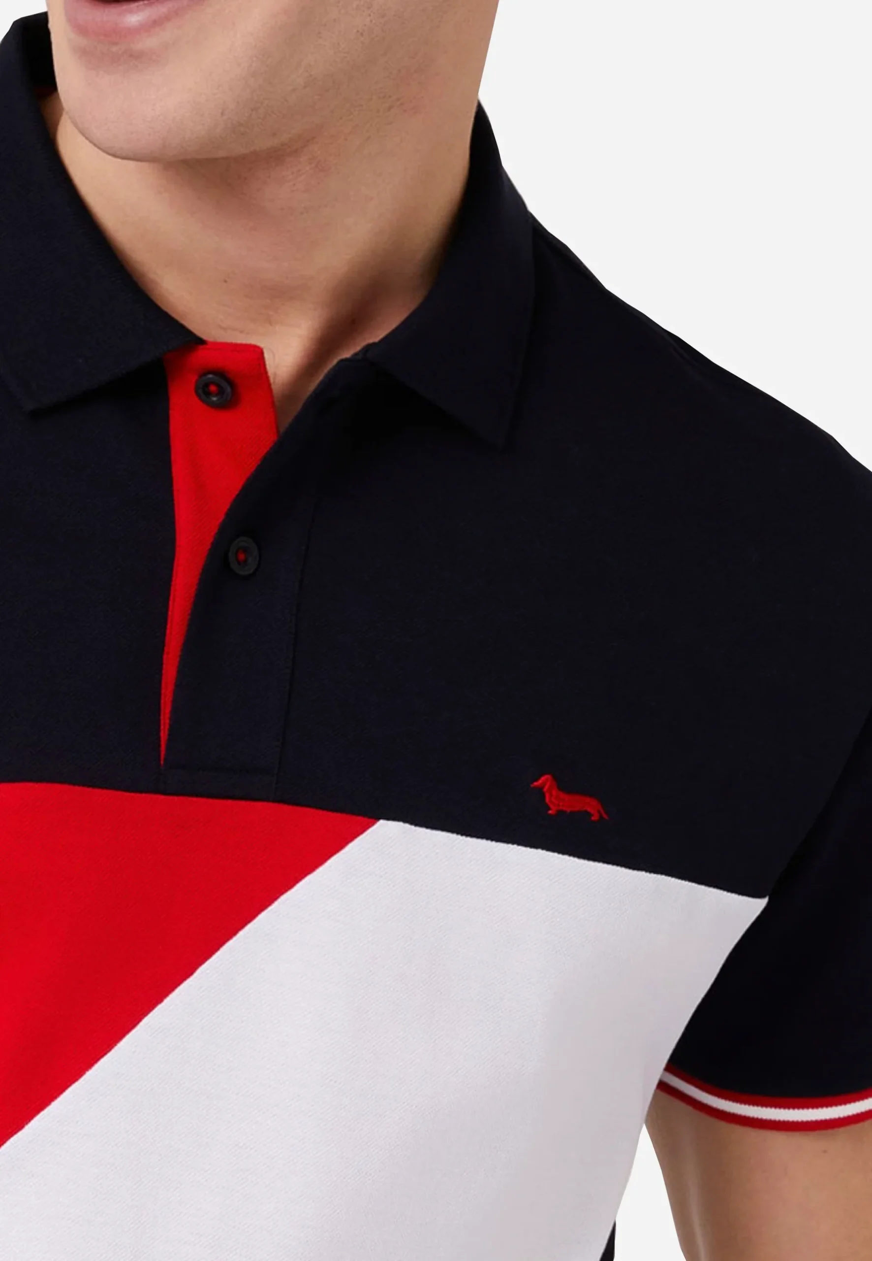 Camisa Polo Hombre Azul/Rojo H&B - Imagen 3