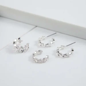 Set Aros Glam Plateado i-D