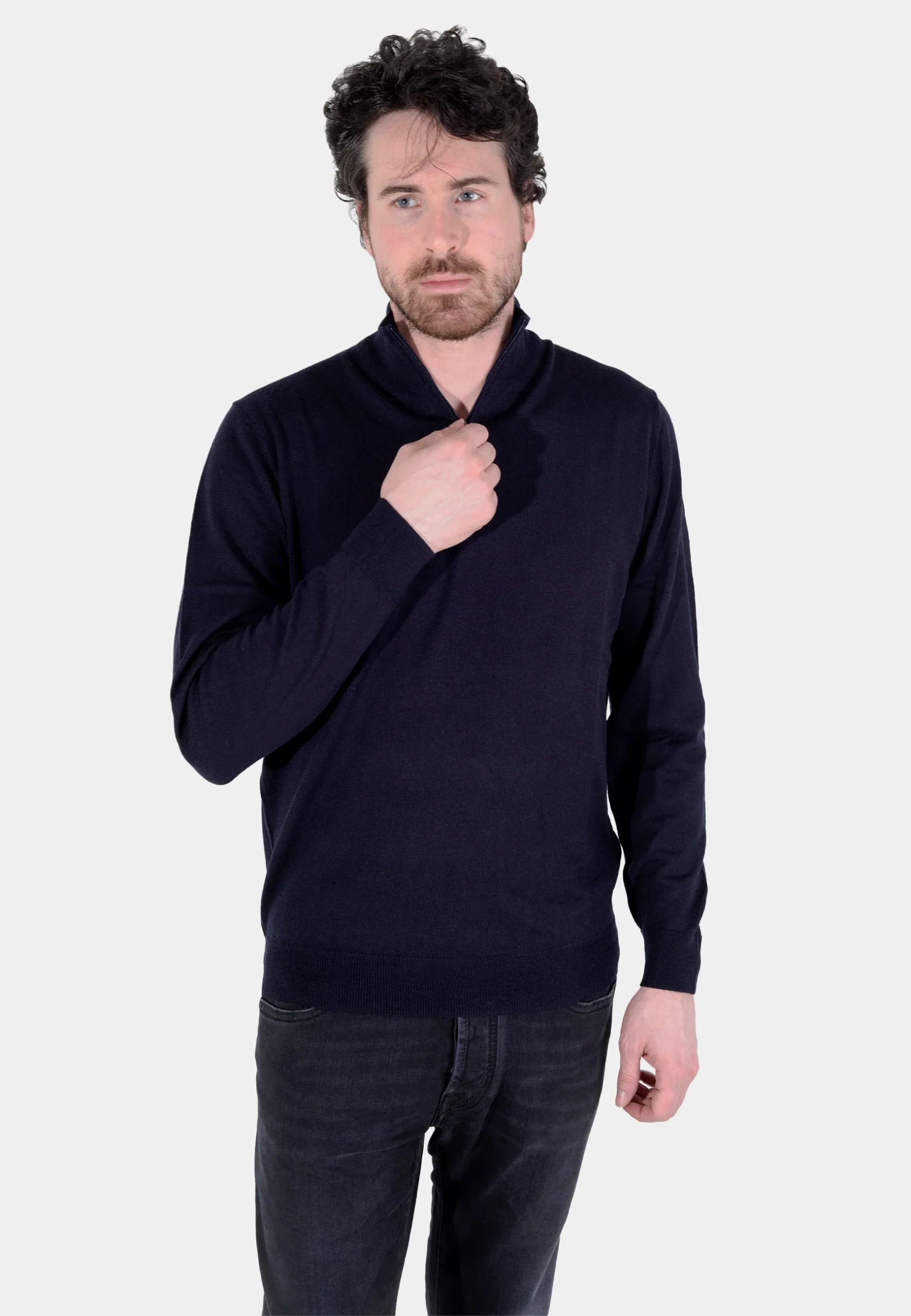 Suéter Half-Zip Azul Marino B.