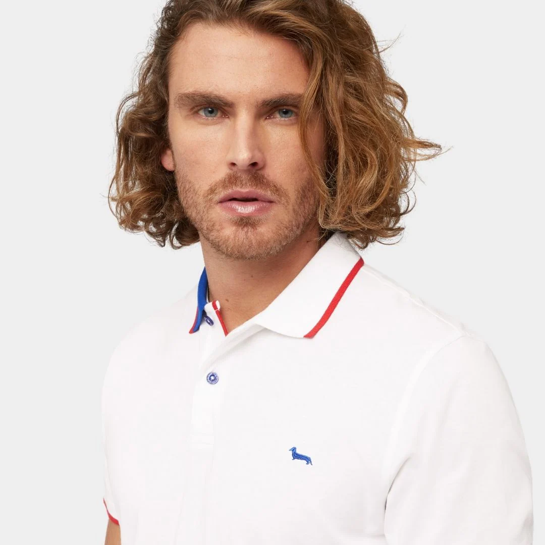 Camiseta Polo Blanco/Rojo H&B