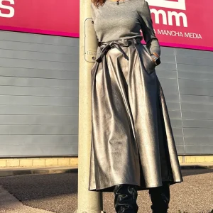 Falda polipiel gris grafito