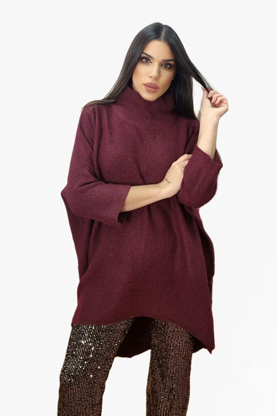 Jersey Largo Desigual Burdeos - Imagen 4