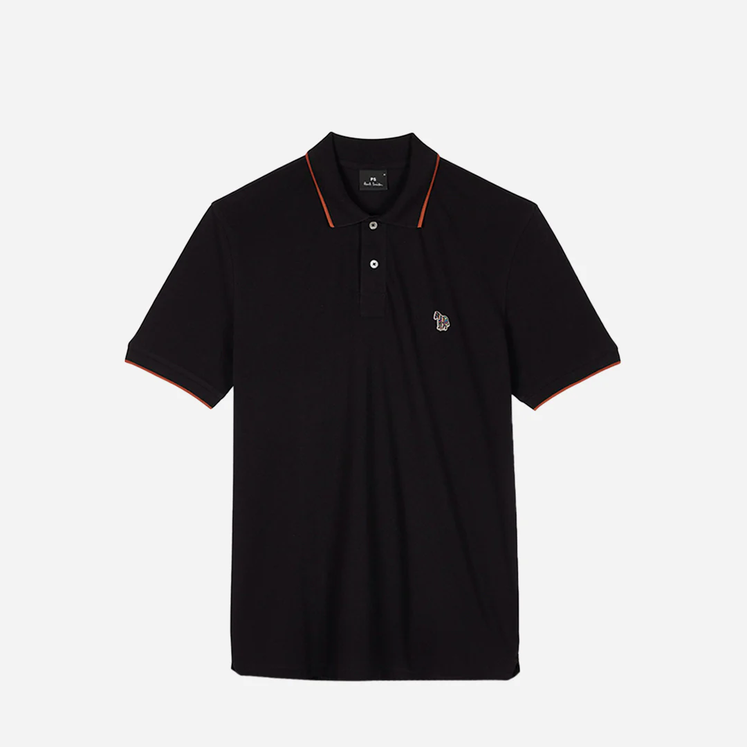 Camiseta Polo Negra/Naranja P.S.