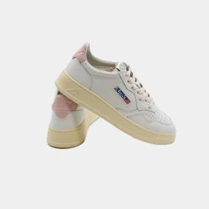 Tenis Medalist Dama en Cuero Blanco/Palo Rosa