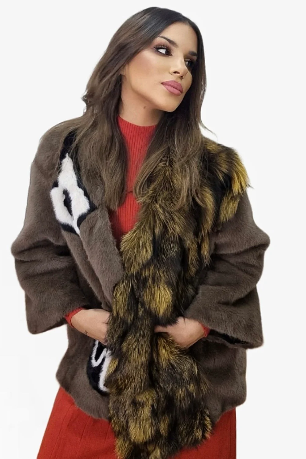 Abrigo Etnico Peluche Marr贸n - Imagen 5