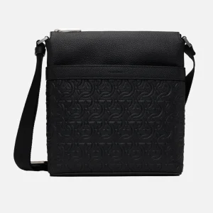 Bolso Messenger Negro en Cuero Premium Gancini