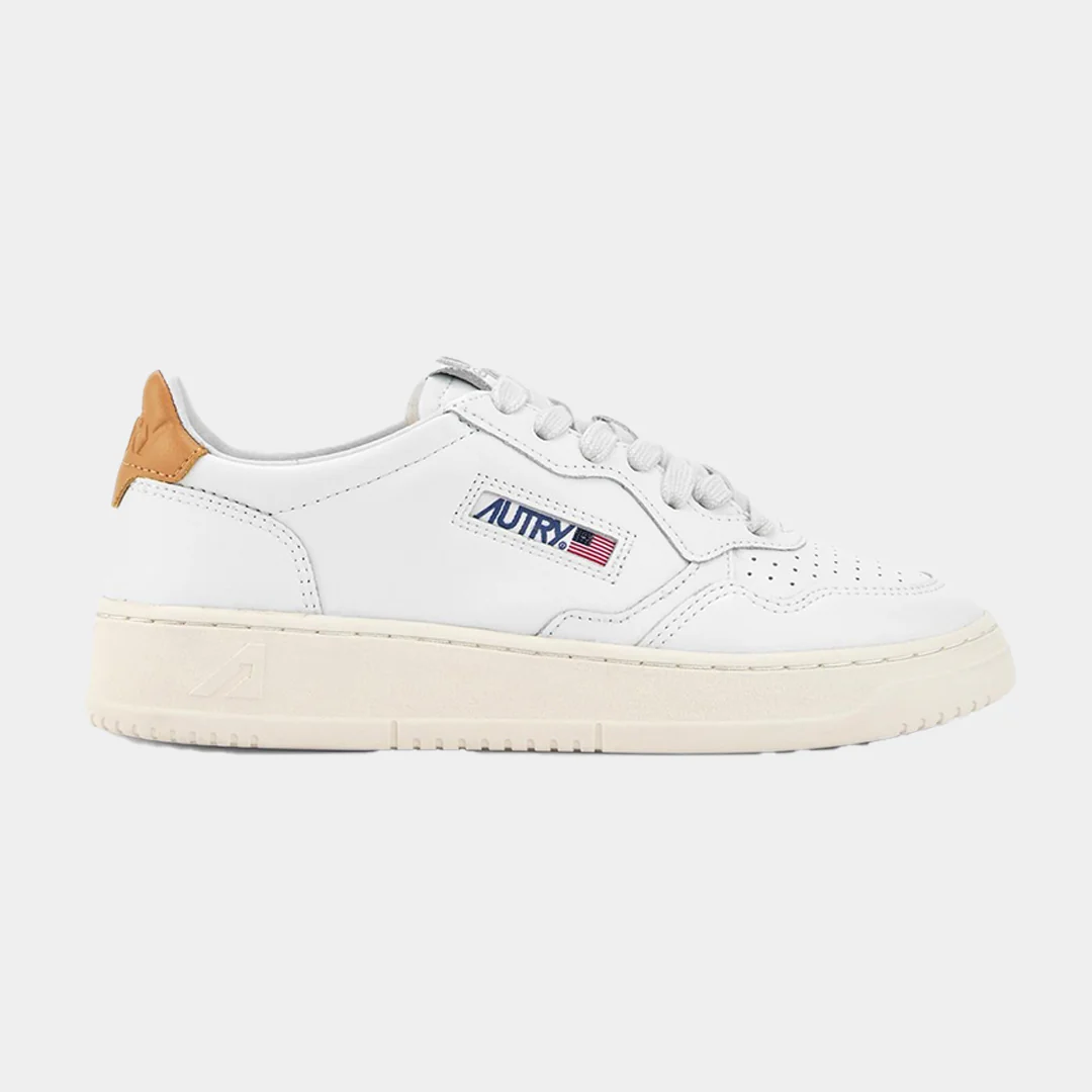 Tenis Medalist Dama en Cuero Blanco/Miel