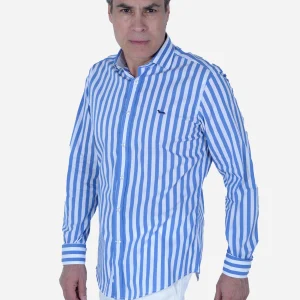 Camisa Rayas Azul/Blanco H&B