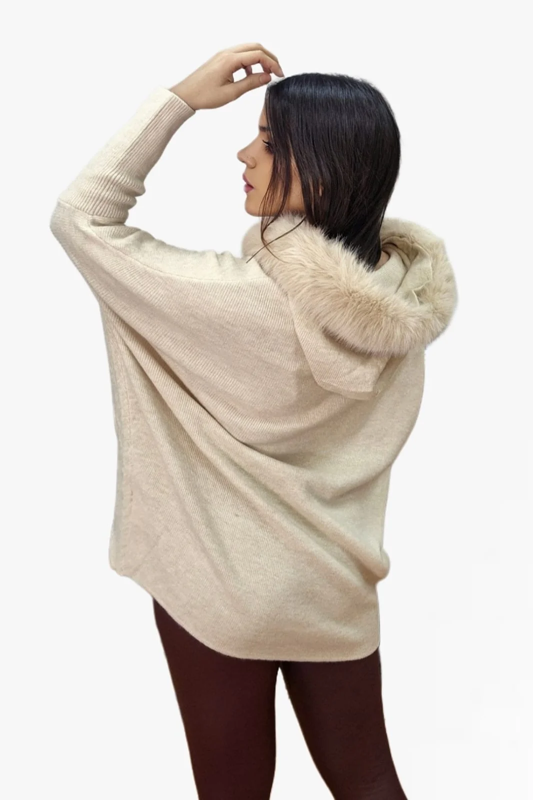 Jersey Capucha Pelo Beige - Imagen 4