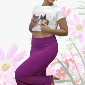 Pantalon Punto Fluido Malva