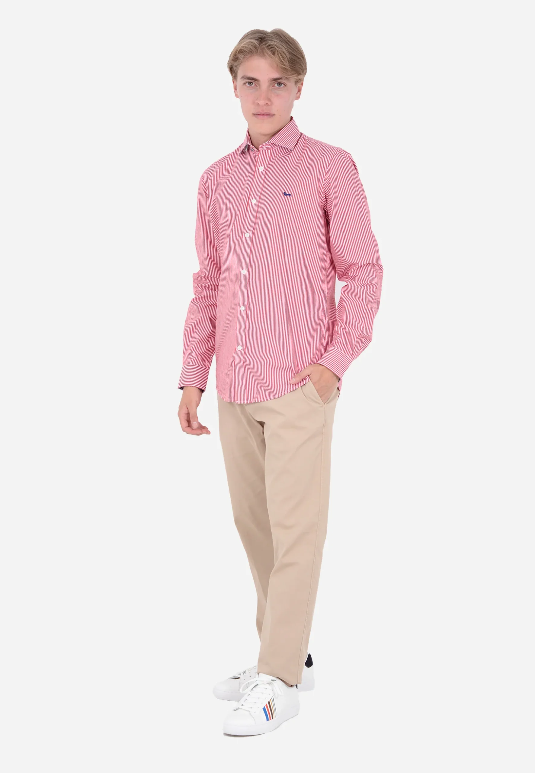 Camisa Clásica Rayas Verticales Rojas H&B - Imagen 4