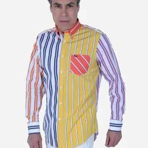 Camisa Hombre Rayas Azul/Blanco H&B