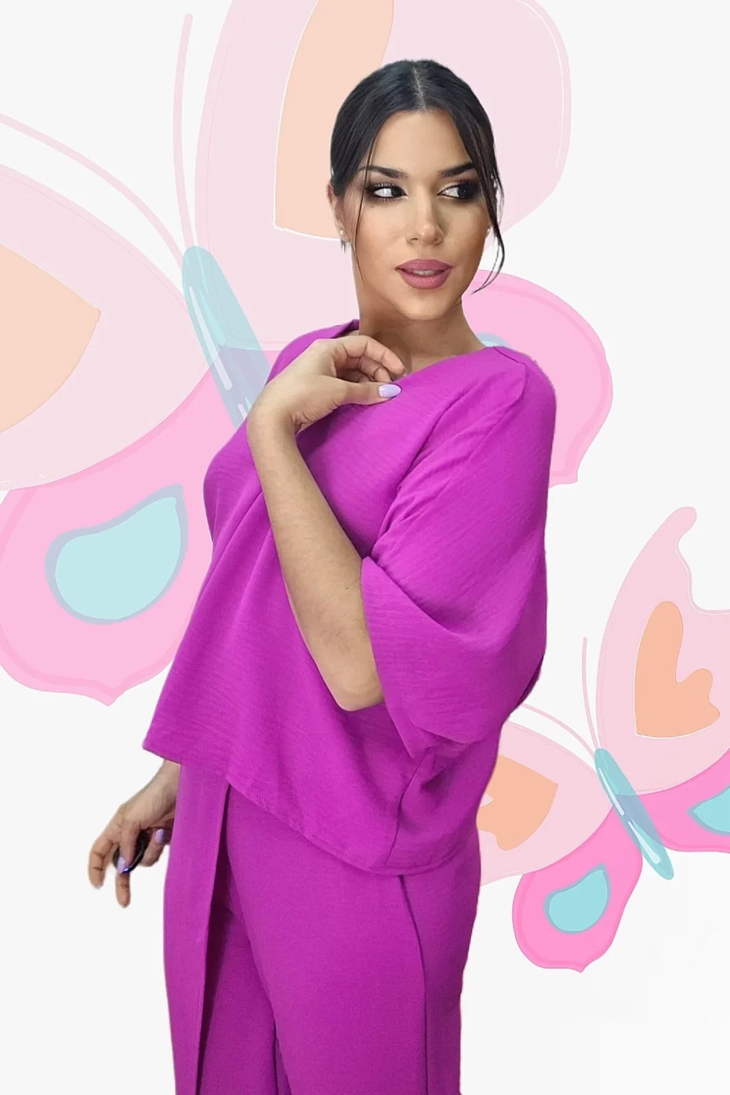 Camisa Escote Fluida Malva