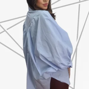 Camisa Irregular Cola Manga Azul