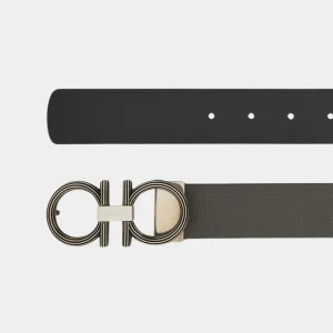 Cinturón Hebilla Gancini Gris en Cuero S.F.