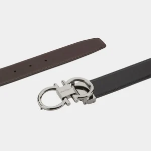 Cinturón Reversible Hebilla Gancini Negro/Café en Cuero S.F.