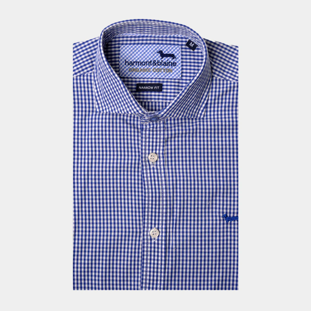 Camisa Hombre Cuadros Azul logo H&B - Imagen 5