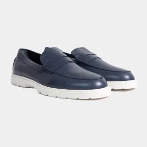 Zapato Mocasines Azul Liso T.