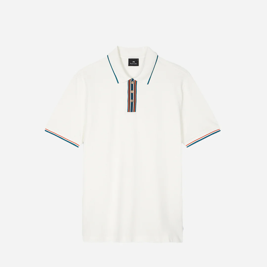 Camiseta Polo Hombre Blanca Botones P.S.